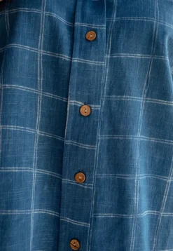 Sira Indigo Dabu Slub Cotton Straight Shirt