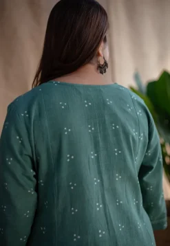 Sireen Dabu Slub Cotton Hand Embroidered Kali Kurta