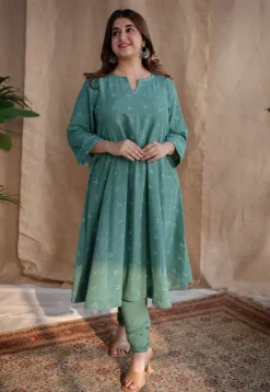 Sireen Dabu Slub Cotton Hand Embroidered Kali Kurta