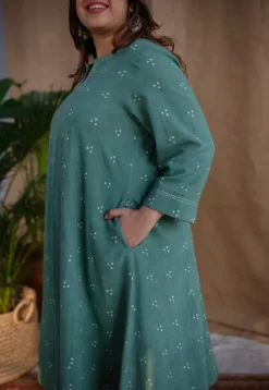 Sireen Dabu Slub Cotton Hand Embroidered Kali Kurta
