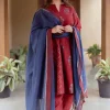 Sonia Madder Ajrakh Chanderi Silk Kali Kurta with Hand Embroidery