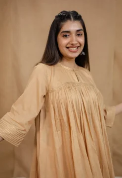 Surina Mulmul Cotton Beige Kurta Set (Set of 3)