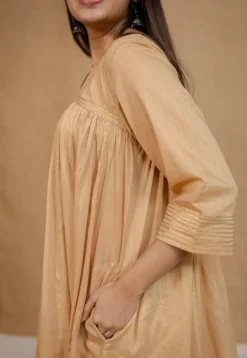 Surina Mulmul Cotton Beige Kurta Set (Set of 3)