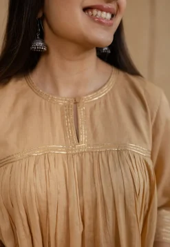 Surina Mulmul Cotton Beige Kurta Set (Set of 3)