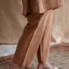 Tahin Slub Cotton Straight Pant