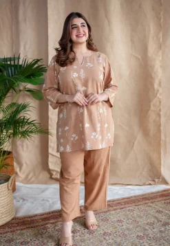 Tahin Slub Cotton Straight Pant