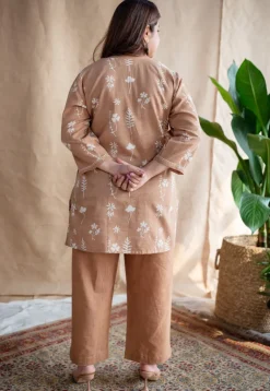 Tahin Slub Cotton Straight Pant