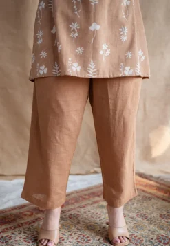 Tahin Slub Cotton Straight Pant