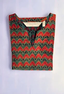 Tapsi Green Ajrakh Cotton A Line Short Top
