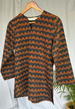 Tapsi Orange Ajrakh Cotton A Line Short Top
