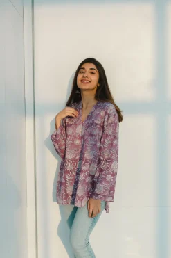 Tapsi Sanganeri Purple Cotton Top