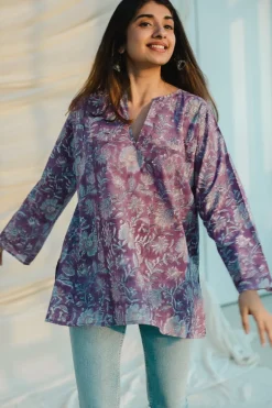 Tapsi Sanganeri Purple Cotton Top