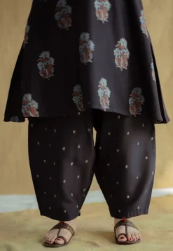 Tarin Black Ajrakh Chanderi Silk Afghan Pant