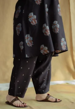 Tarin Black Ajrakh Chanderi Silk Afghan Pant