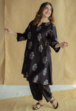 Tarin Black Ajrakh Chanderi Silk Afghan Pant