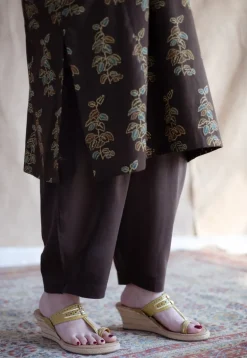 Tarin Brown Solid Slub Cotton Afghan Pant