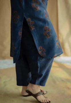 Tarin Indigo Ajrakh Chanderi Silk Afghan Pant
