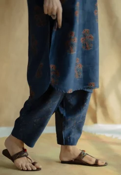 Tarin Indigo Ajrakh Chanderi Silk Afghan Pant