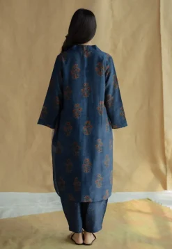Tarin Indigo Ajrakh Chanderi Silk Afghan Pant