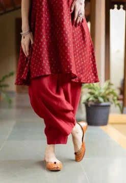 Tarin Madder Solid Chanderi Silk Afghan Pant
