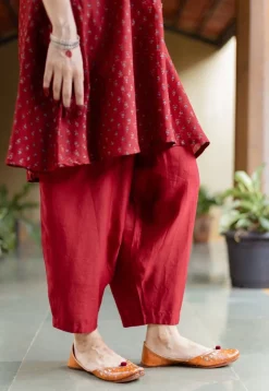 Tarin Madder Solid Chanderi Silk Afghan Pant
