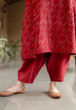 Tarin Madder Solid Chanderi Silk Afghan Pant