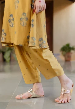 Tarin Mustard Ajrakh Chanderi Silk Afghan Pant