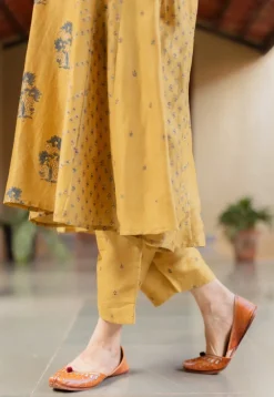 Tarin Mustard Ajrakh Chanderi Silk Afghan Pant