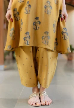 Tarin Mustard Ajrakh Chanderi Silk Afghan Pant