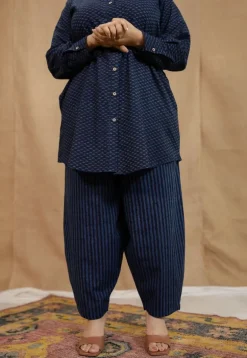 Tarin Navy Blue Ajrakh Cotton Afghan Pant