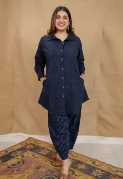Tarin Navy Blue Ajrakh Cotton Afghan Pant