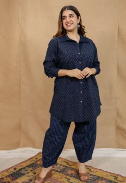 Tarin Navy Blue Ajrakh Cotton Afghan Pant