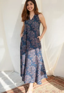 Tashi Halter Neck Cotton Maxi Dress