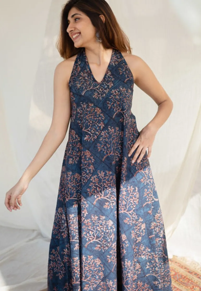 Tashi Halter Neck Cotton Maxi Dress