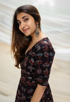 Thea Ajrakh Black Cotton Dress