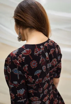 Thea Ajrakh Black Cotton Dress