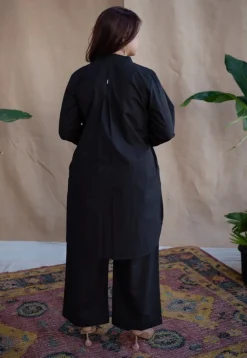 TIECO DyeVerse - Black Poplin Cotton Embroidered Kurta