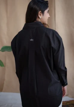 TIECO DyeVerse - Black Poplin Cotton Embroidered Shirt
