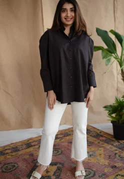 TIECO DyeVerse - Black Poplin Cotton Embroidered Shirt