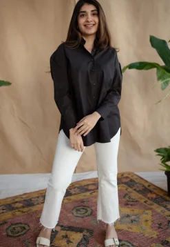 TIECO DyeVerse - Black Poplin Cotton Embroidered Shirt