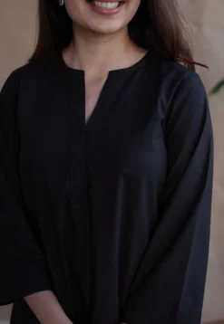 TIECO DyeVerse - Black Poplin Cotton Embroidered Kurta