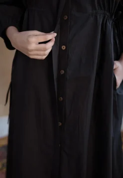 TIECO DyeVerse - Black Poplin Cotton Embroidered Dress