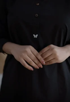 TIECO DyeVerse - Black Poplin Cotton Embroidered Kurta