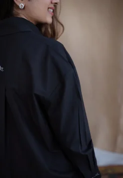 TIECO DyeVerse - Black Poplin Cotton Embroidered Shirt