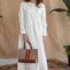TIECO DyeVerse - White Poplin Cotton Embroidered Dress