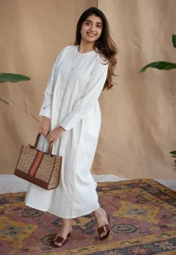 TIECO DyeVerse - White Poplin Cotton Embroidered Dress