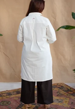 TIECO DyeVerse - White Poplin Cotton Embroidered Kurta