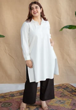 TIECO DyeVerse - White Poplin Cotton Embroidered Kurta