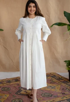 TIECO DyeVerse - White Poplin Cotton Embroidered Dress