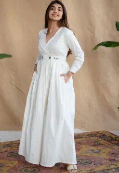 TIECO DyeVerse - White Poplin Cotton Embroidered Dress